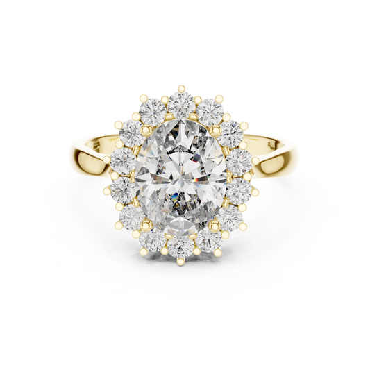 Oval Sapphire Cluster Halo Ring