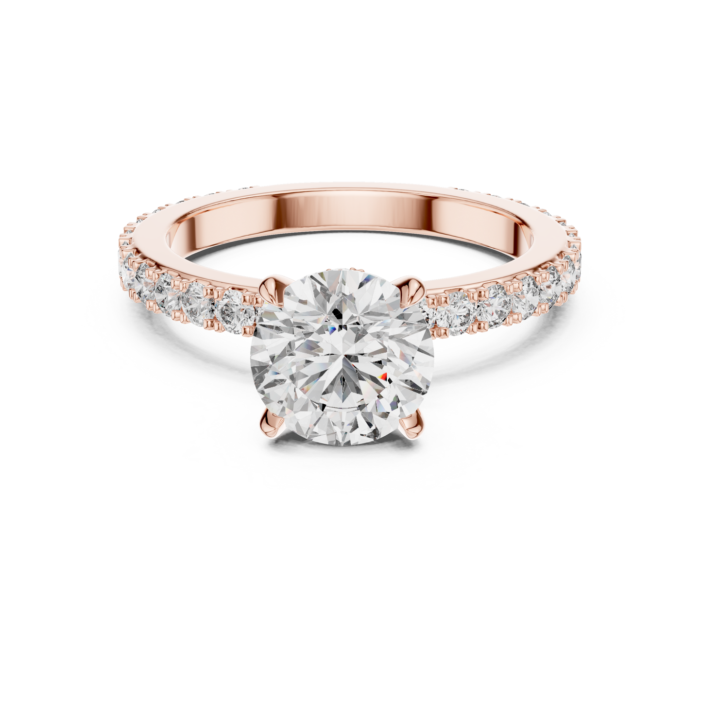 Round Cut Pave Diamond Engagement Ring with Halo Band