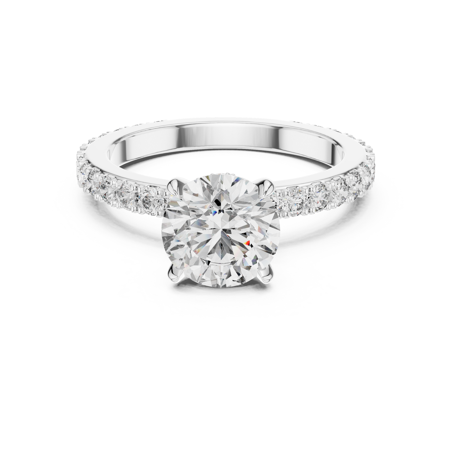 Round Cut Pave Diamond Engagement Ring with Halo Band