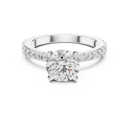 Round Cut Pave Diamond Engagement Ring with Halo Band