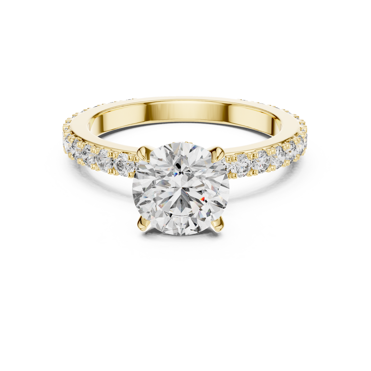 Round Cut Pave Diamond Engagement Ring with Halo Band