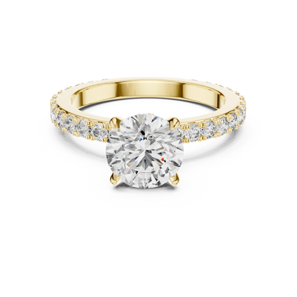 Round Cut Pave Diamond Engagement Ring with Halo Band