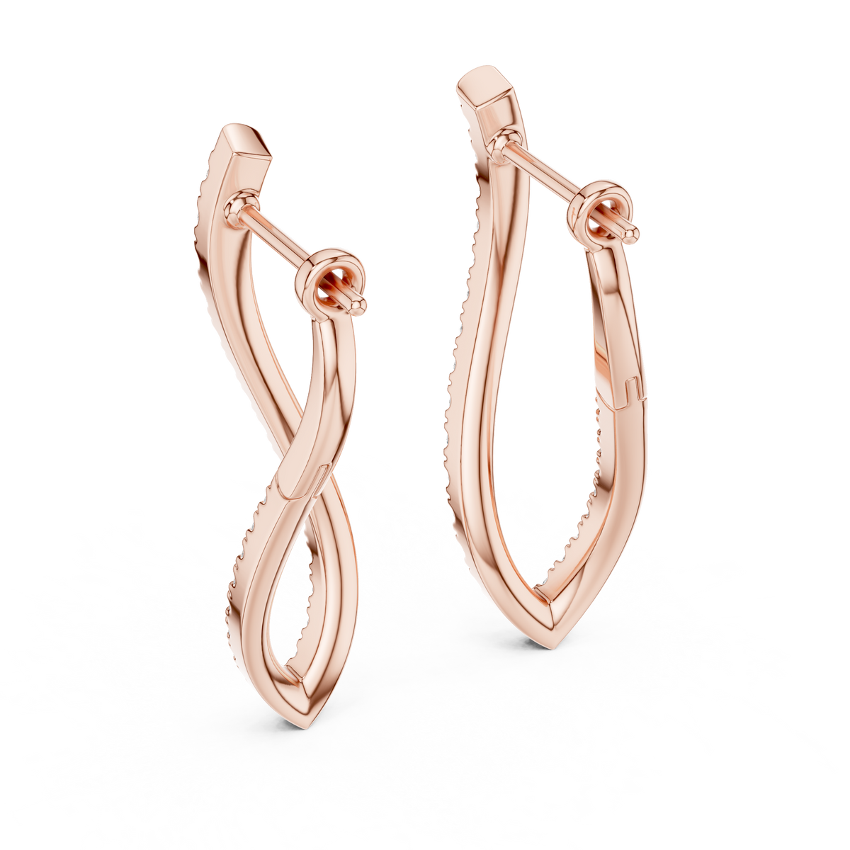 Blue Diamond U-Cut Teardrop Drop Earrings