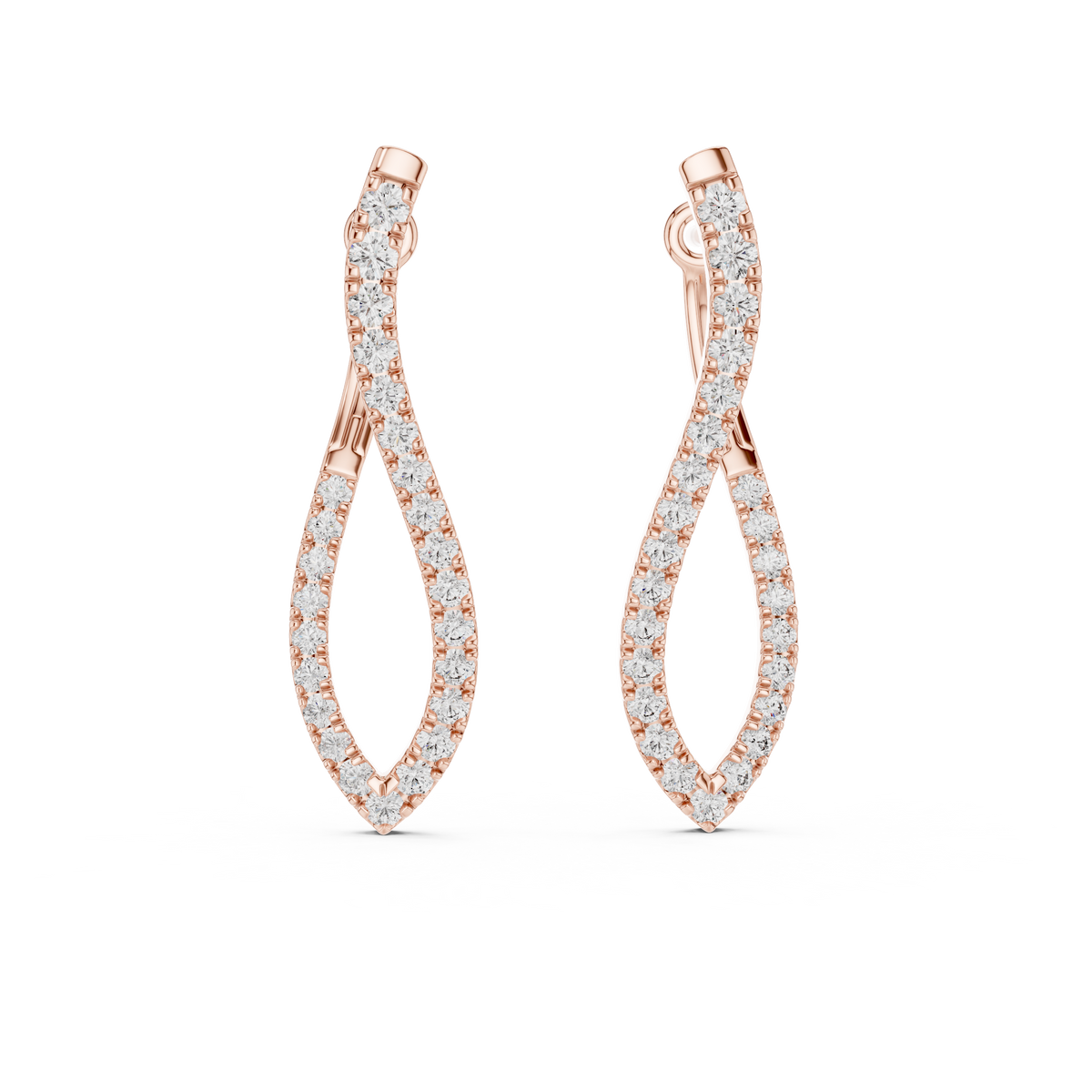 Blue Diamond U-Cut Teardrop Drop Earrings