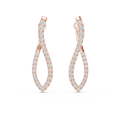 Blue Diamond U-Cut Teardrop Drop Earrings