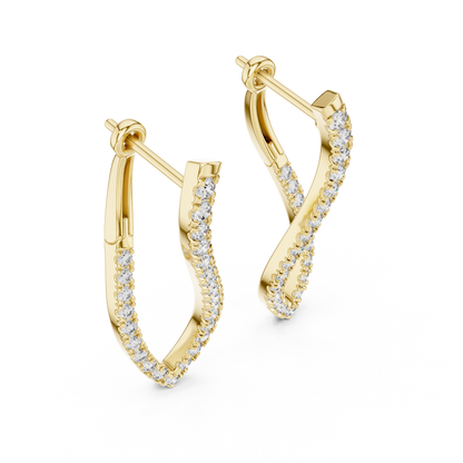 Blue Diamond U-Cut Teardrop Drop Earrings