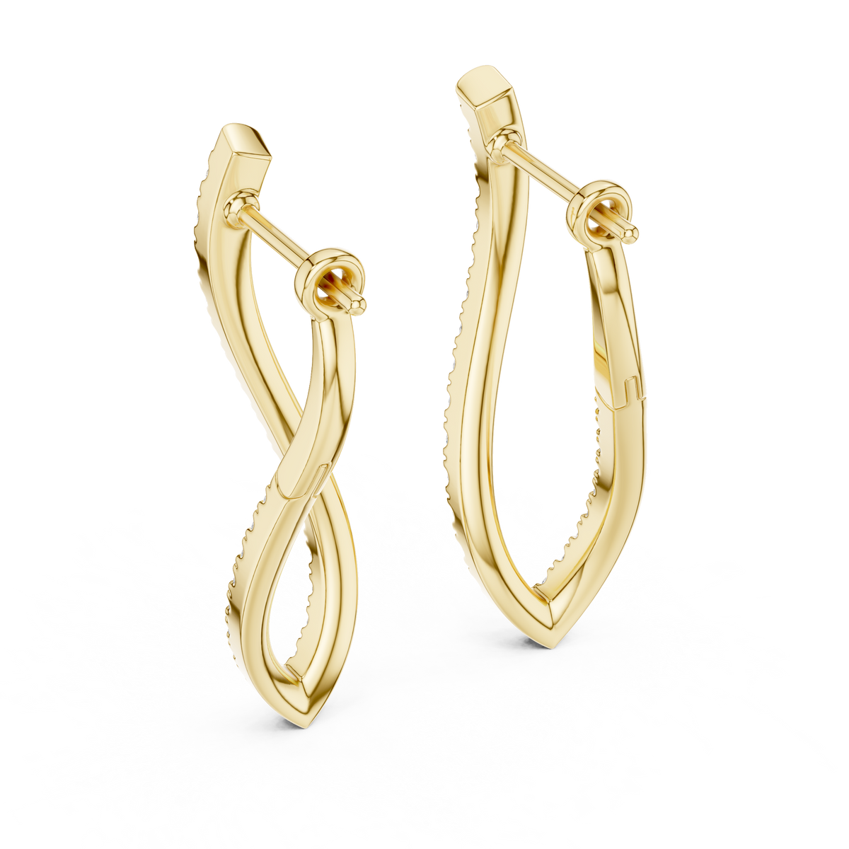 Blue Diamond U-Cut Teardrop Drop Earrings