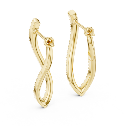 Blue Diamond U-Cut Teardrop Drop Earrings