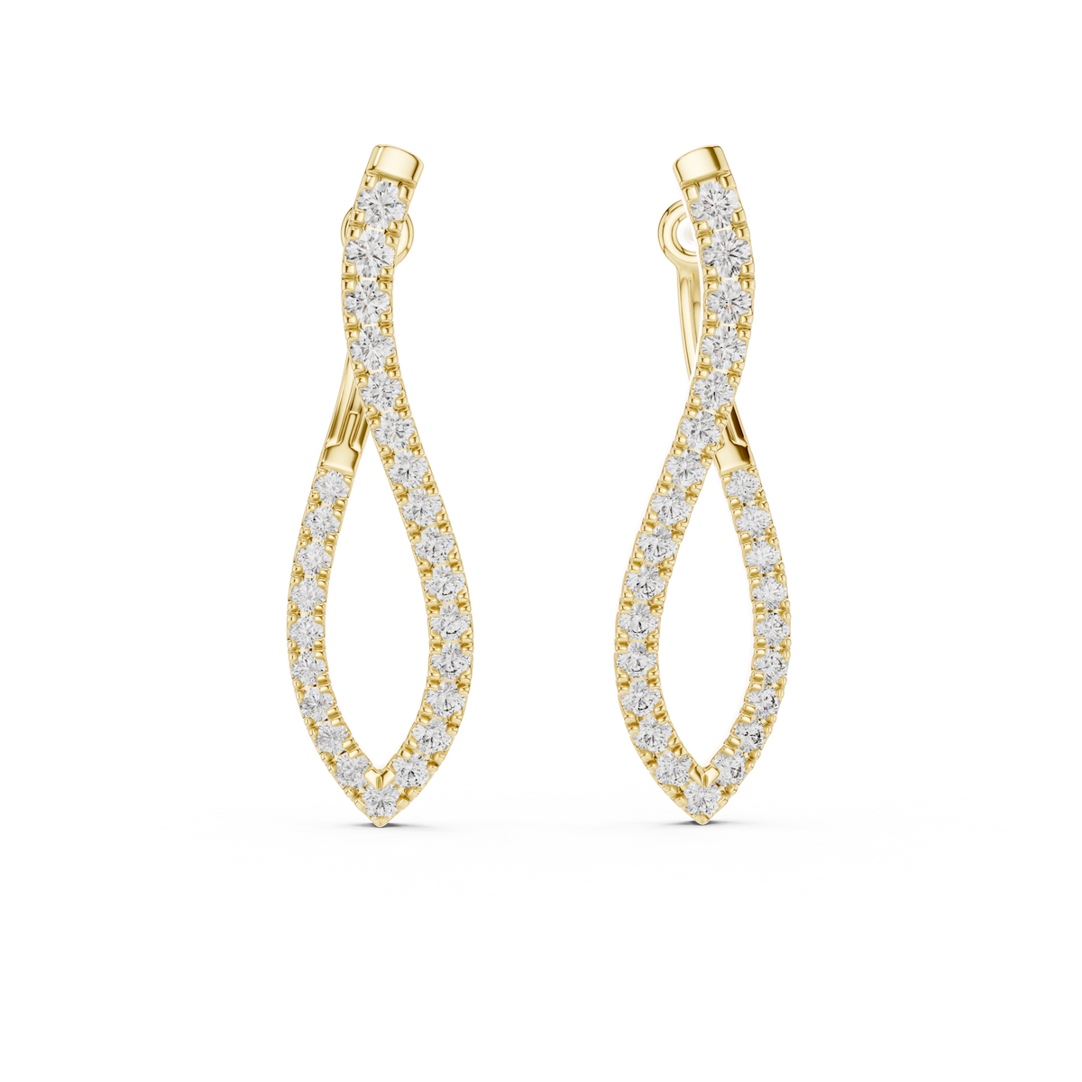 Blue Diamond U-Cut Teardrop Drop Earrings