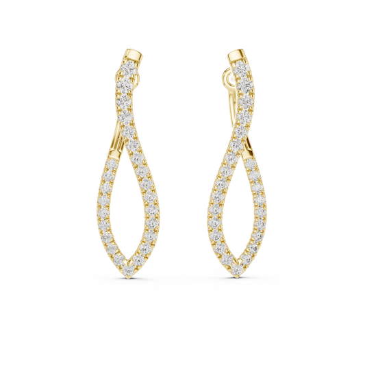Blue Diamond U-Cut Teardrop Drop Earrings