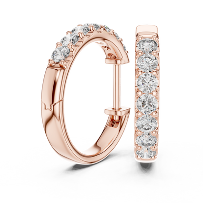 Round Blue Diamond Half-Hoop Earrings