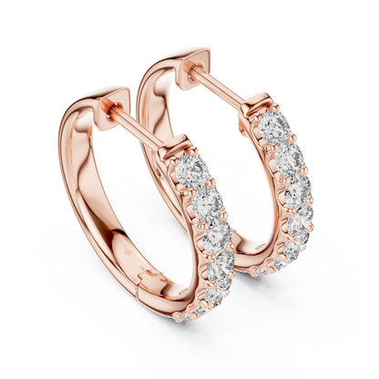 Round Blue Diamond Half-Hoop Earrings