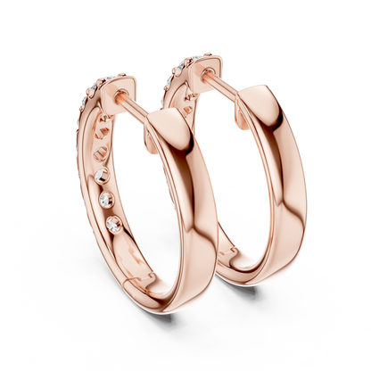 Round Blue Diamond Half-Hoop Earrings