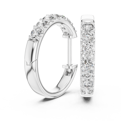 Round Blue Diamond Half-Hoop Earrings