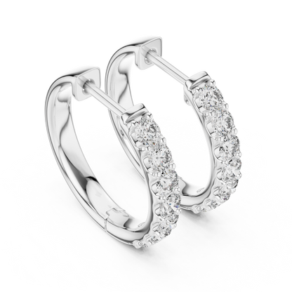 Round Blue Diamond Half-Hoop Earrings