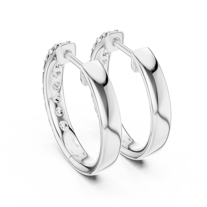 Round Blue Diamond Half-Hoop Earrings
