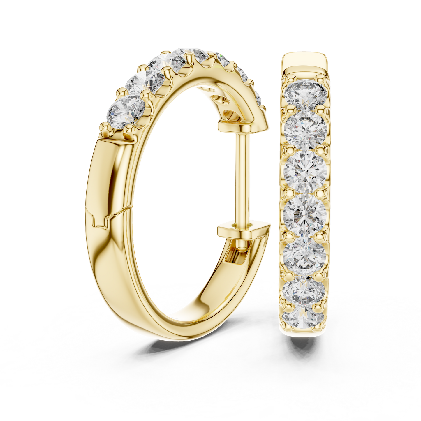 Round Blue Diamond Half-Hoop Earrings