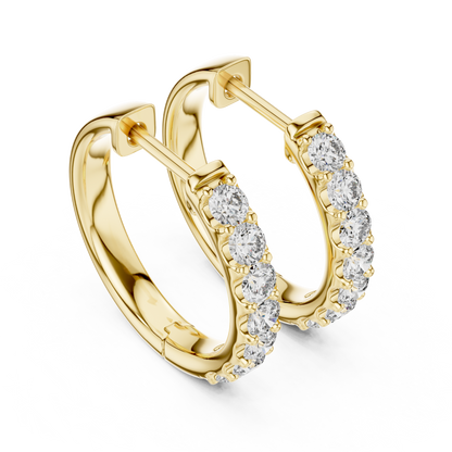 Round Blue Diamond Half-Hoop Earrings
