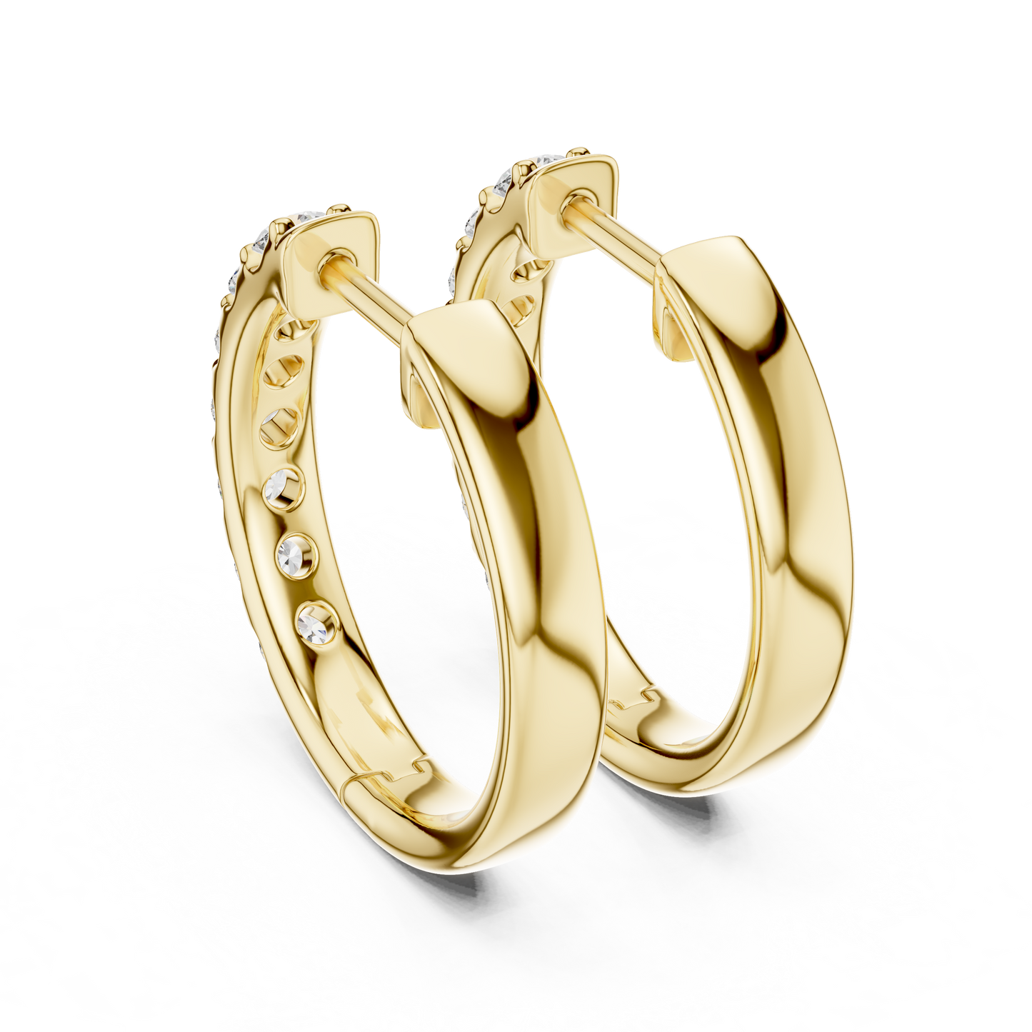 Round Blue Diamond Half-Hoop Earrings