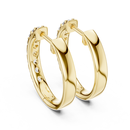 Round Blue Diamond Half-Hoop Earrings