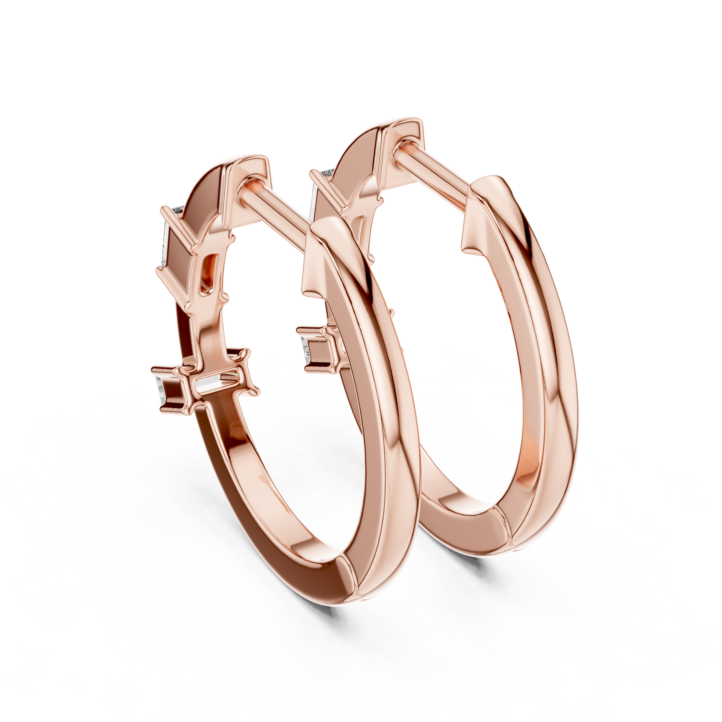 Baguette-Cut Blue Diamond Hoop Earrings