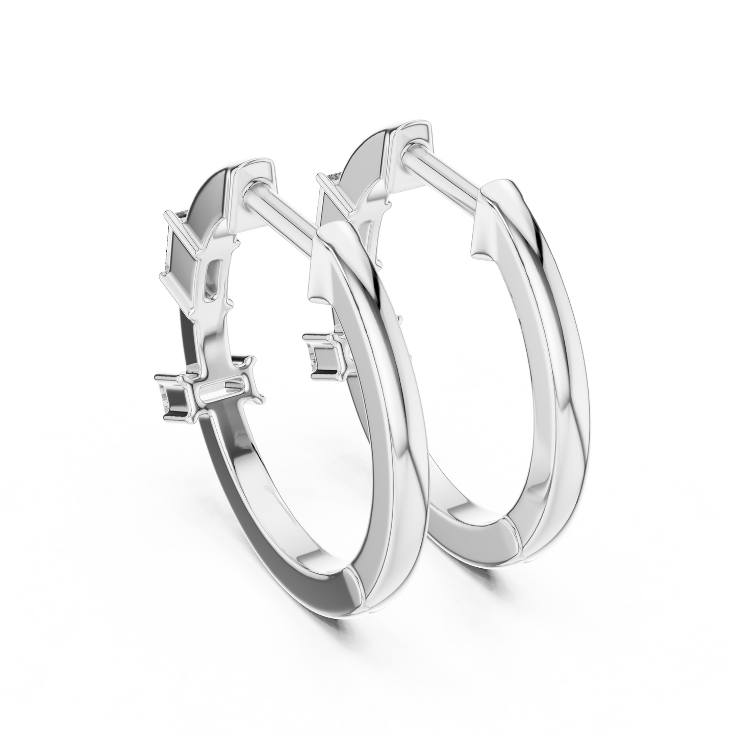 Baguette-Cut Blue Diamond Hoop Earrings