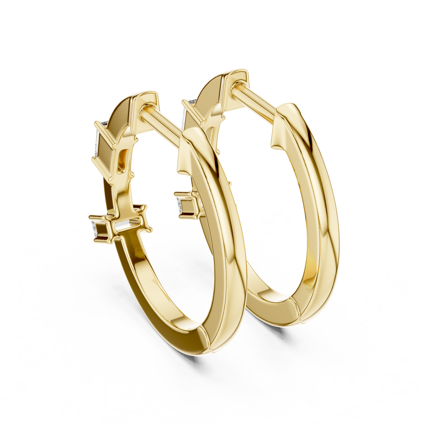 Baguette-Cut Blue Diamond Hoop Earrings
