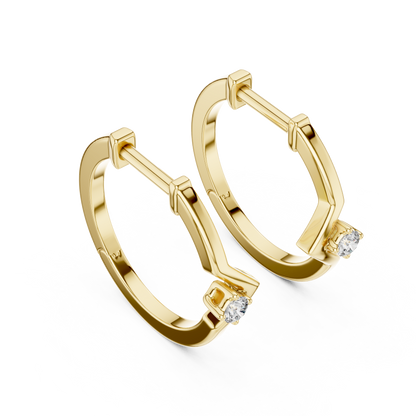 Round Blue Diamond Chevron Hoop Earrings
