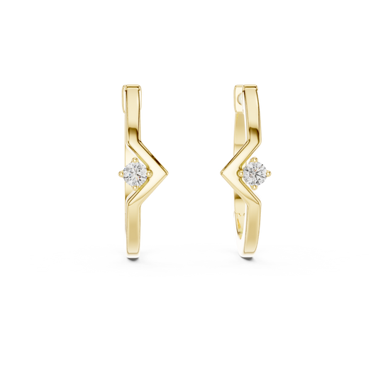 Round Blue Diamond Chevron Hoop Earrings