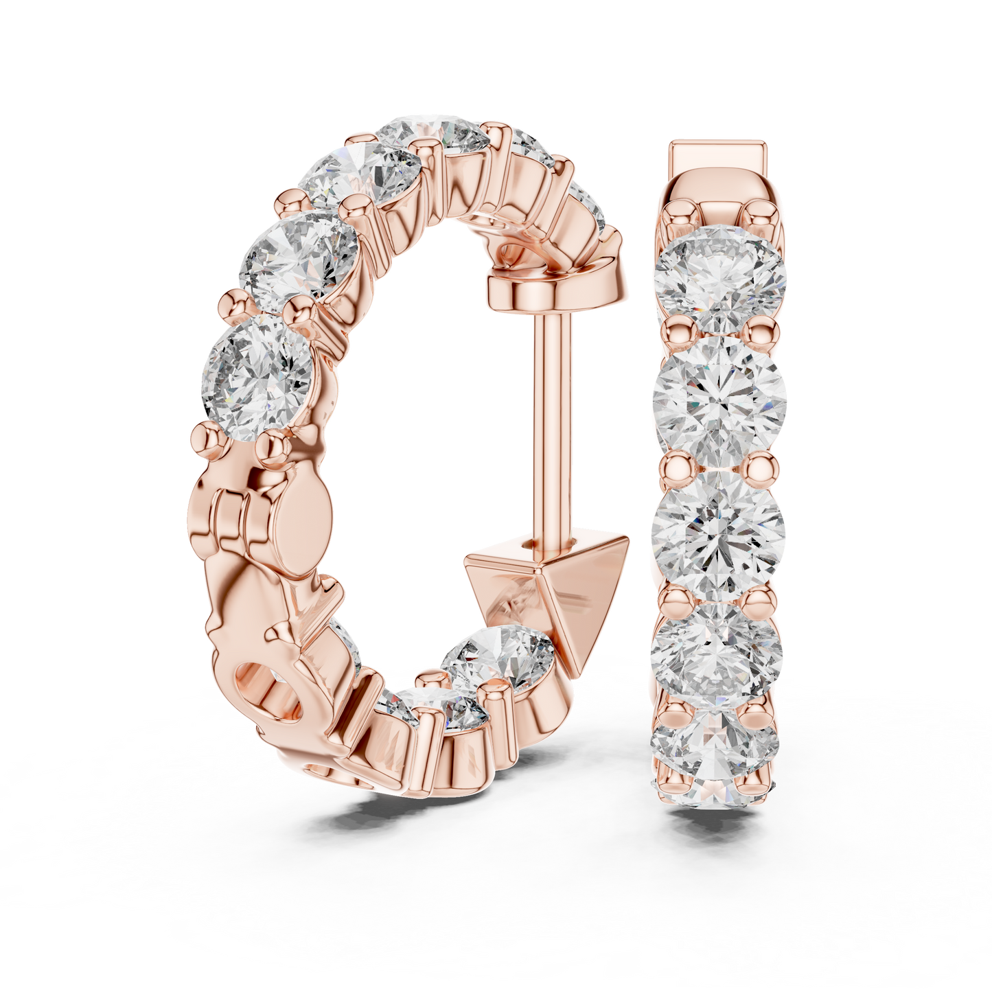 Round Blue Diamond Hoop Earrings