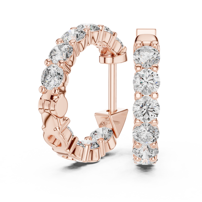 Round Blue Diamond Hoop Earrings