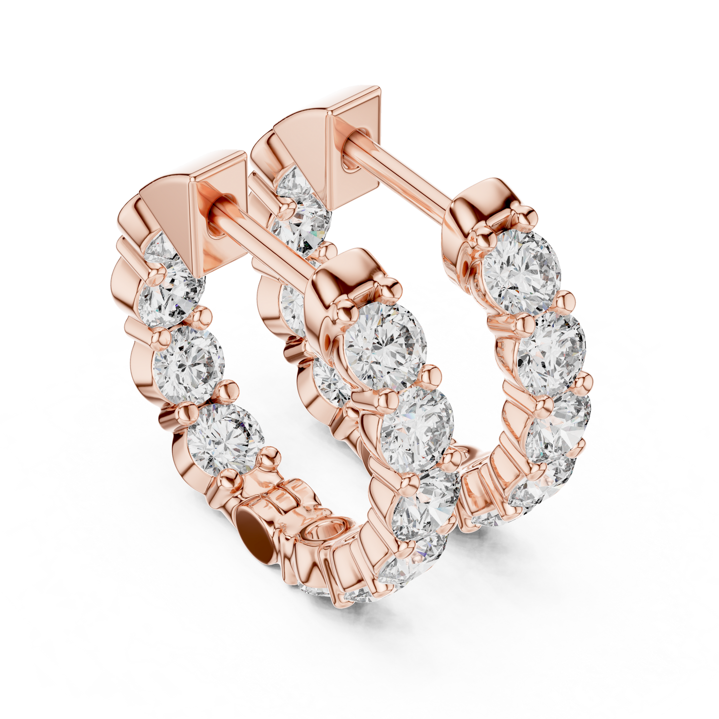 Round Blue Diamond Hoop Earrings