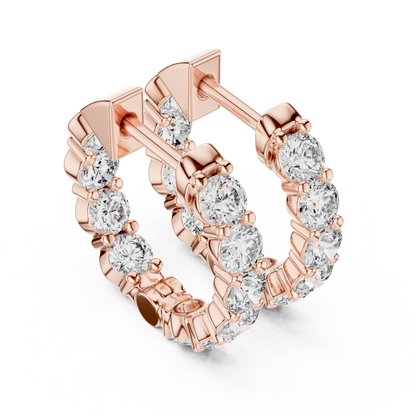 Round Blue Diamond Hoop Earrings