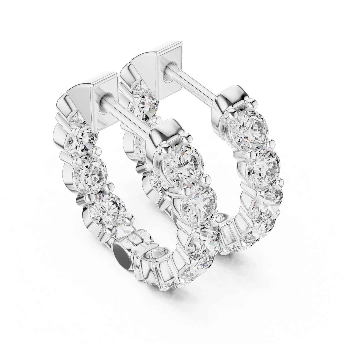 Round Blue Diamond Hoop Earrings