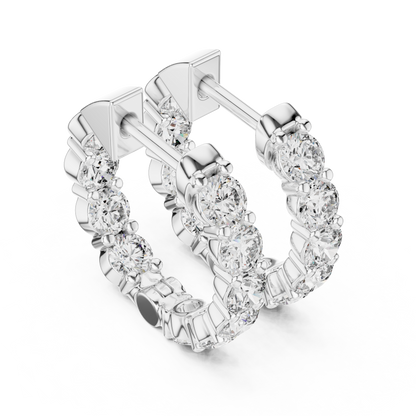 Round Blue Diamond Hoop Earrings