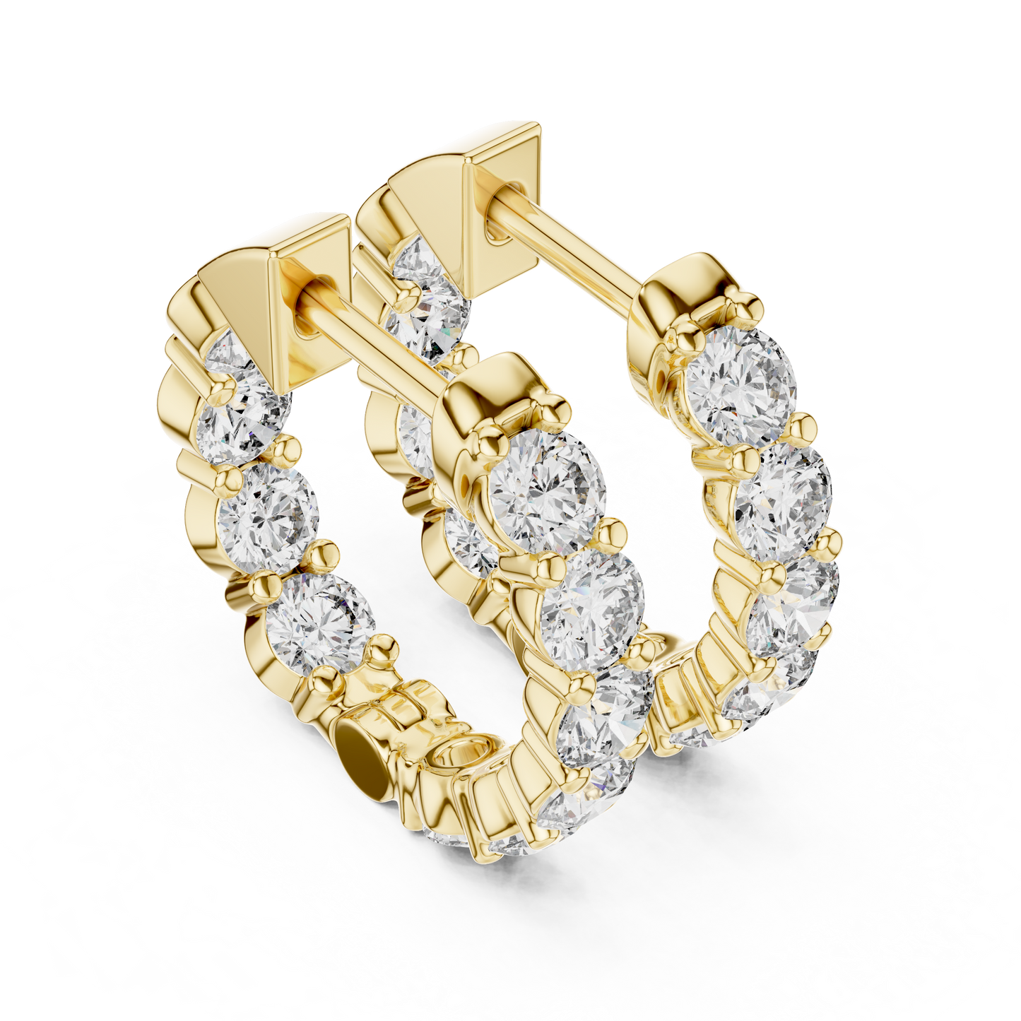 Round Blue Diamond Hoop Earrings