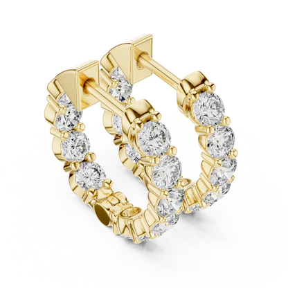 Round Blue Diamond Hoop Earrings