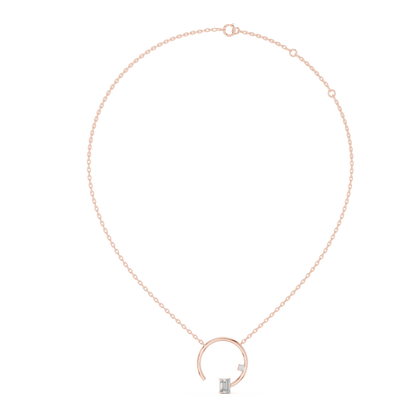Open Circle Emerald Solitaire Pendant Necklace
