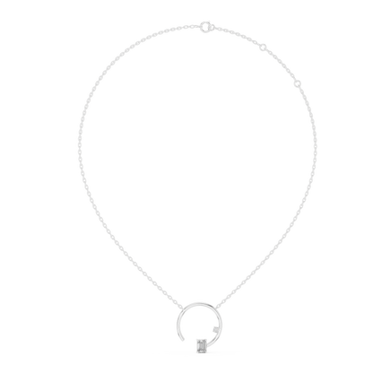 Open Circle Emerald Solitaire Pendant Necklace