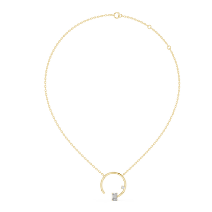 Open Circle Emerald Solitaire Pendant Necklace