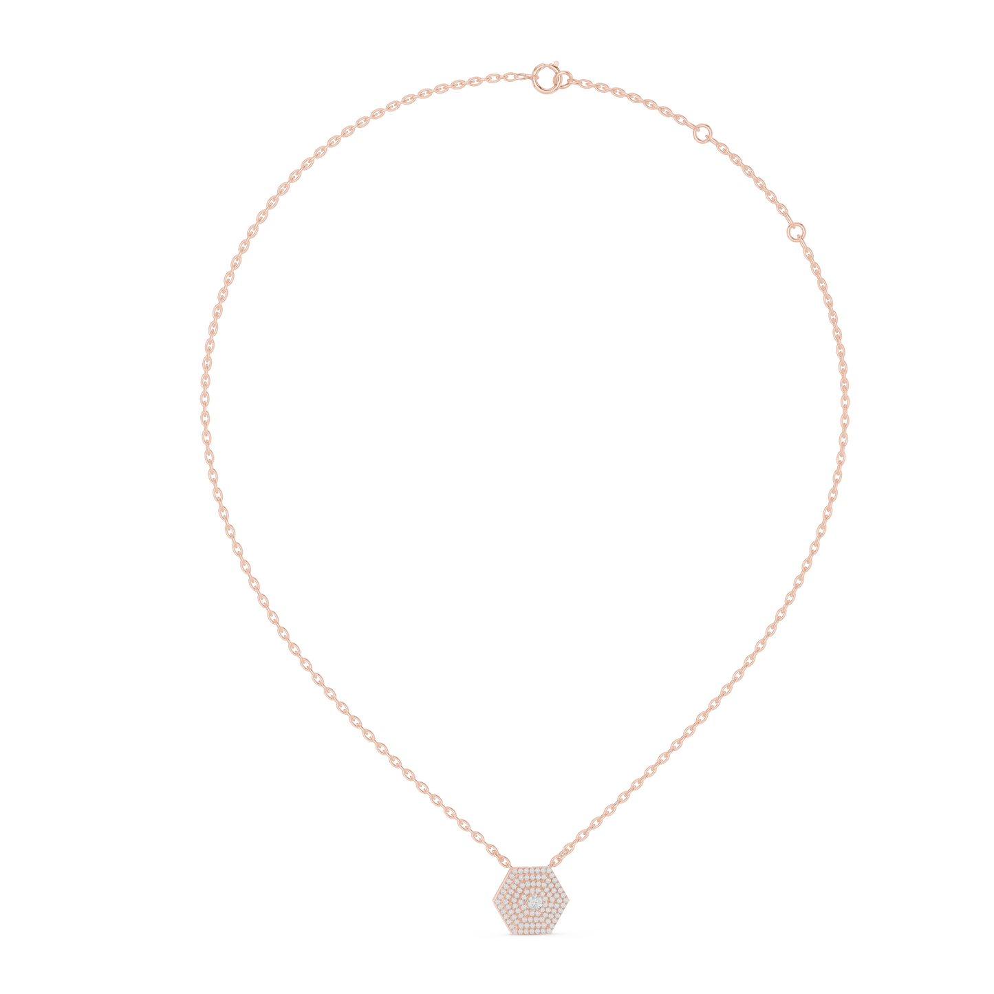 Hexagon Pavé Diamond Pendant Necklace