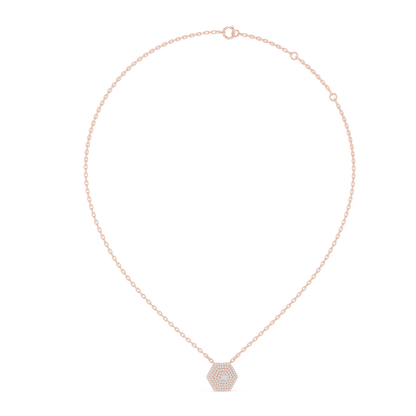 Hexagon Pavé Diamond Pendant Necklace