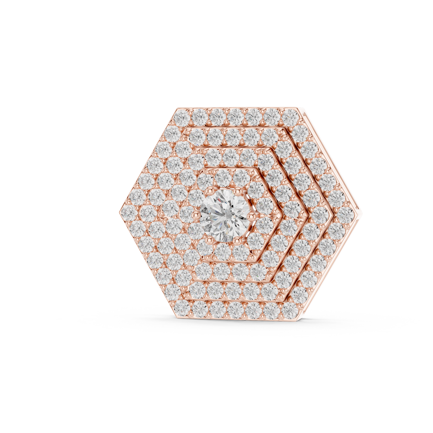 Hexagon Pavé Diamond Pendant Necklace