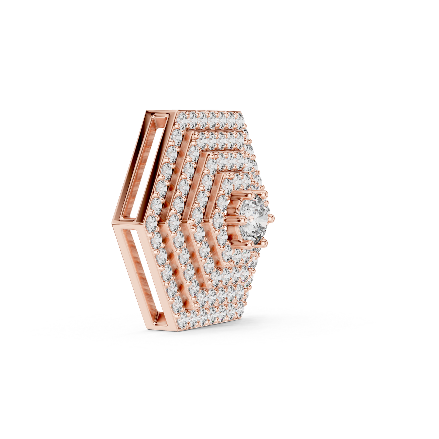 Hexagon Pavé Diamond Pendant Necklace
