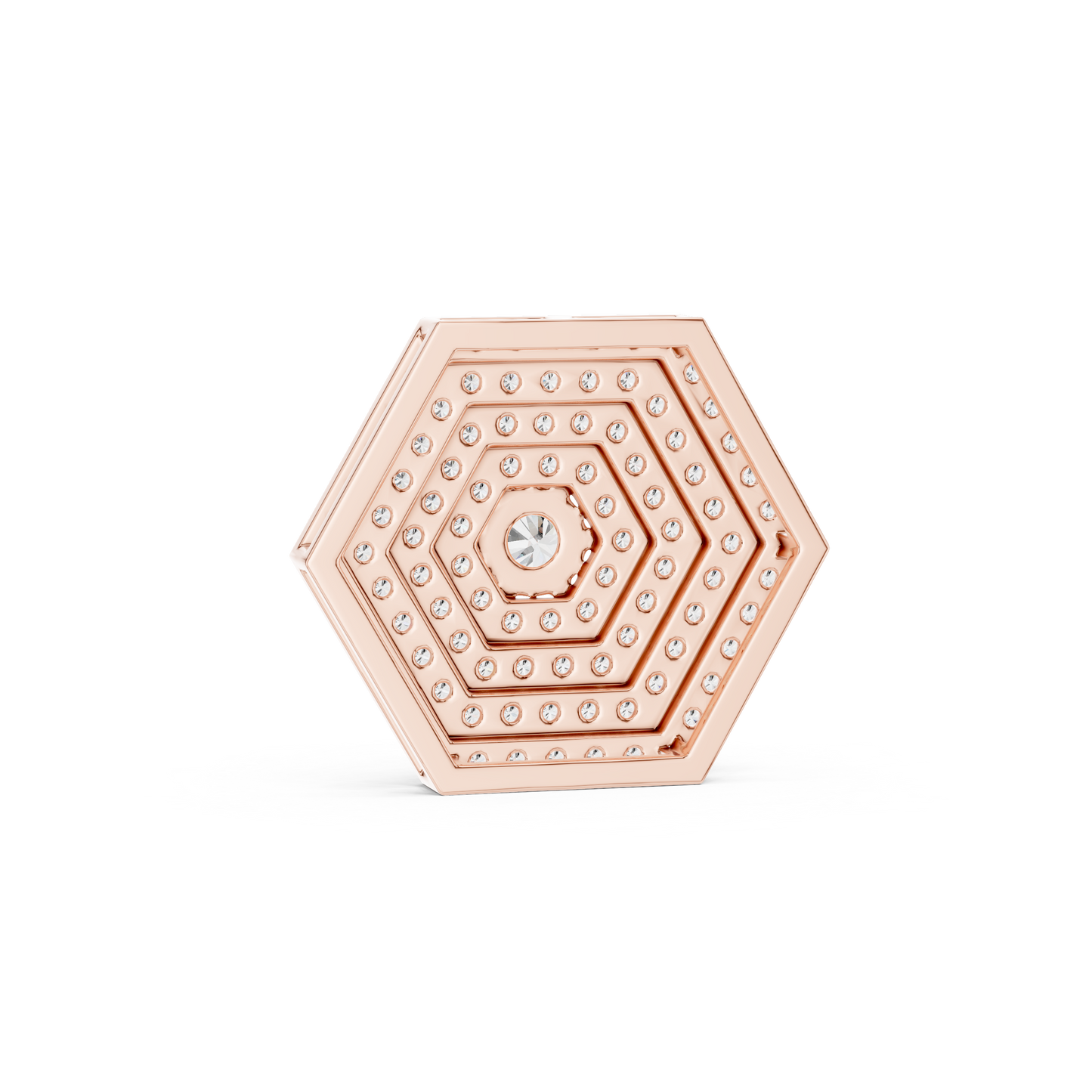 Hexagon Pavé Diamond Pendant Necklace