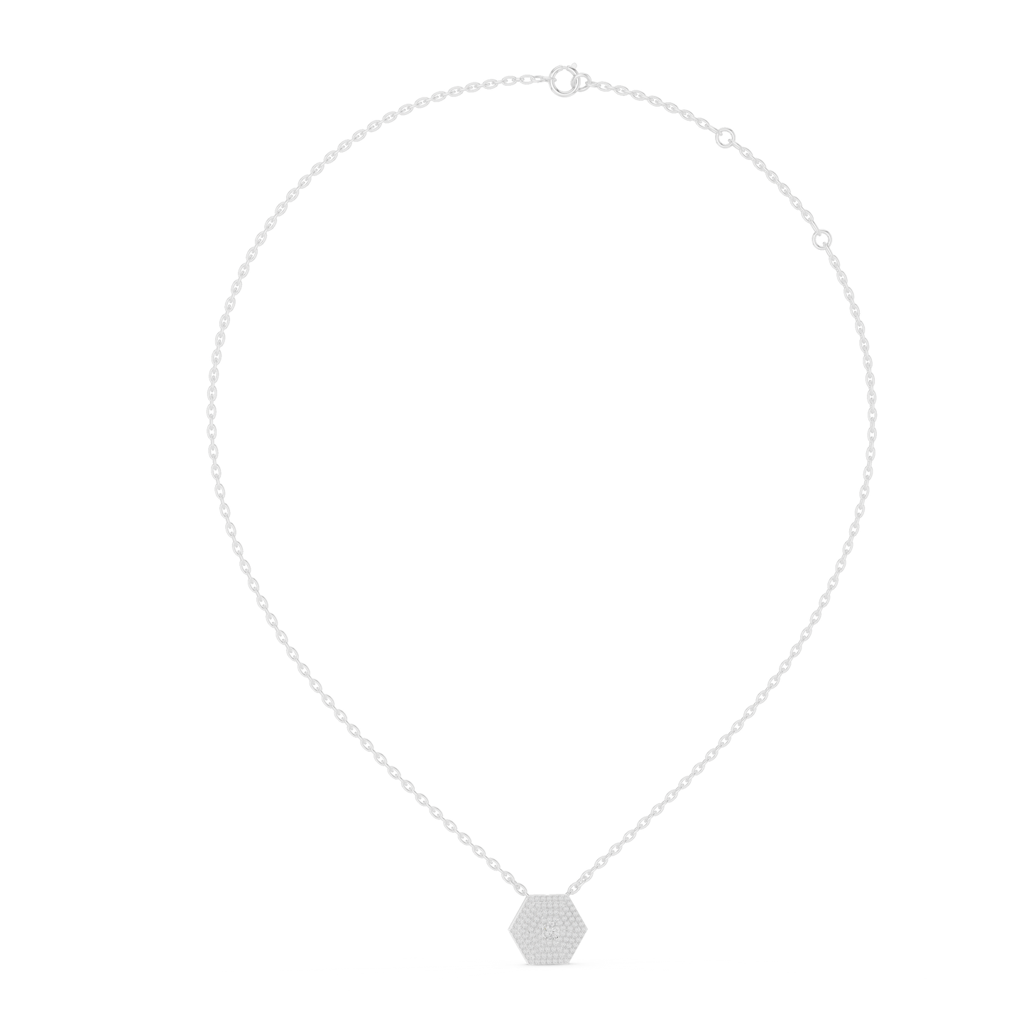Hexagon Pavé Diamond Pendant Necklace