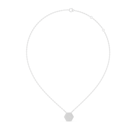 Hexagon Pavé Diamond Pendant Necklace
