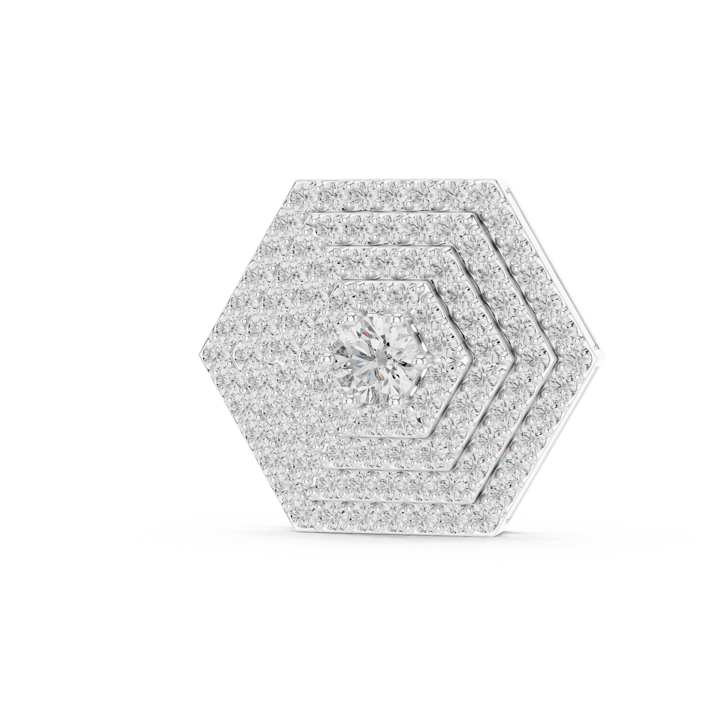 Hexagon Pavé Diamond Pendant Necklace