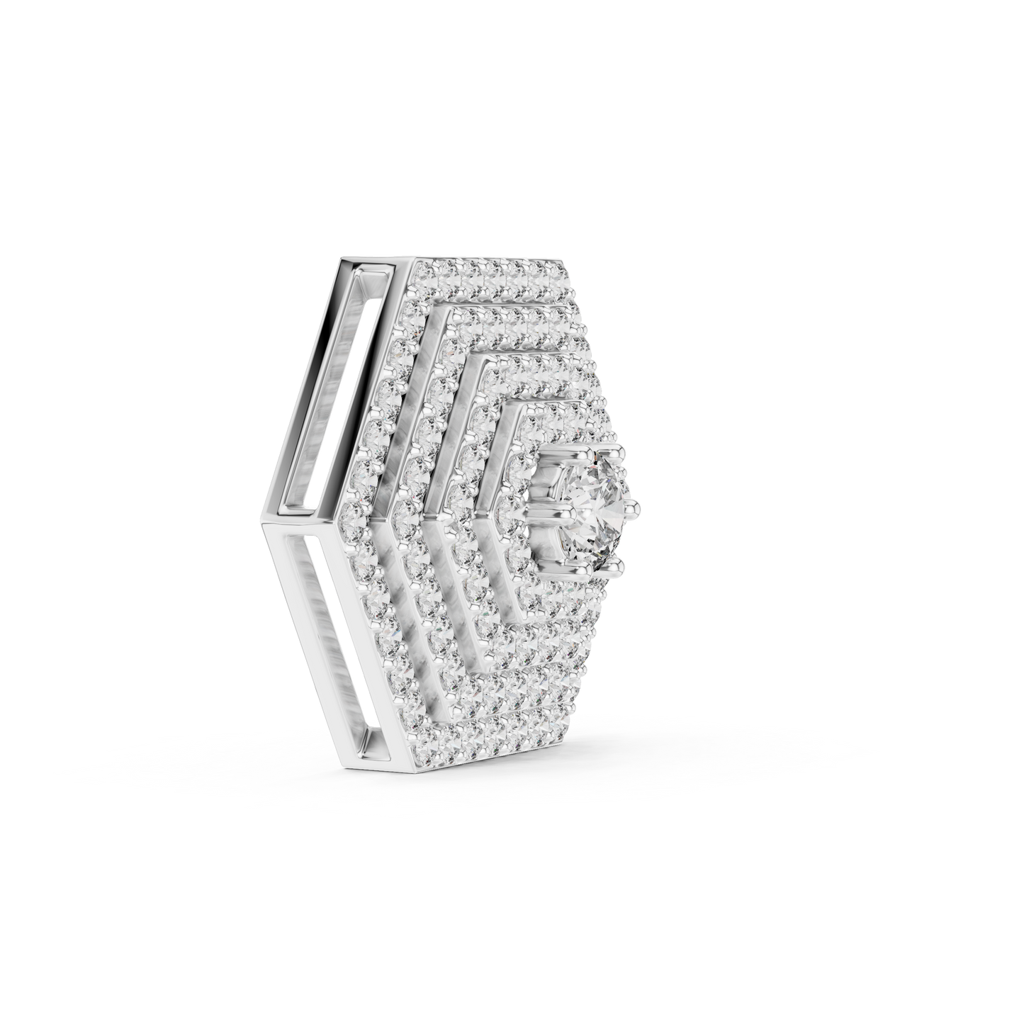 Hexagon Pavé Diamond Pendant Necklace
