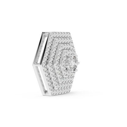 Hexagon Pavé Diamond Pendant Necklace